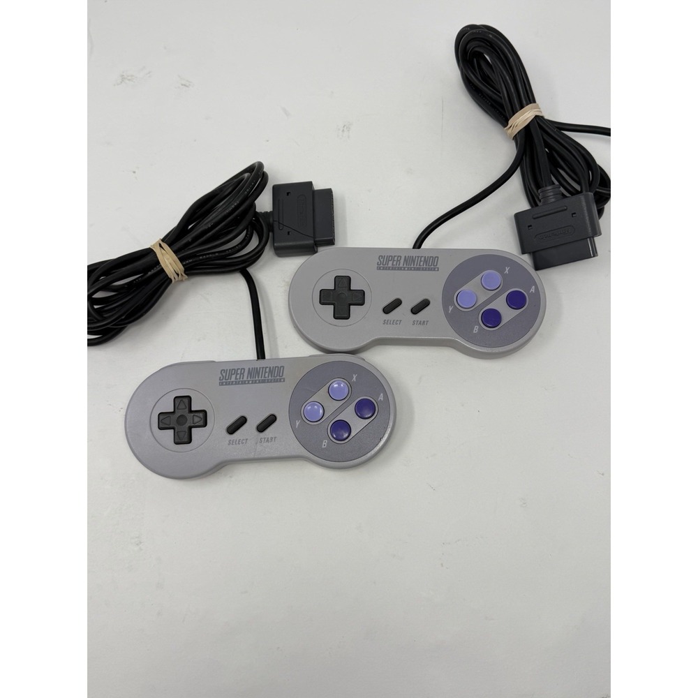 Nintendo SNES Controller Set of‎ 2 SNS-005 Gray Good Authentic OEM Made in Japan